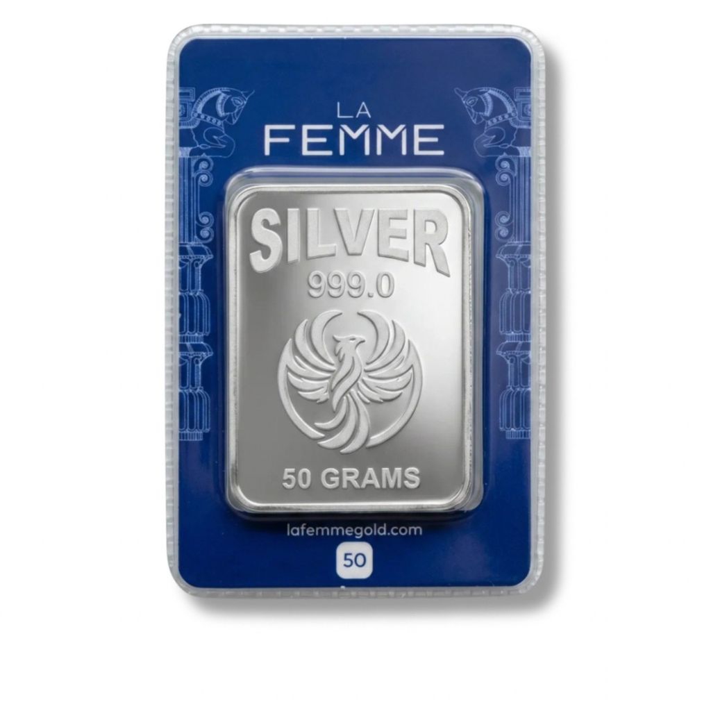خرید انلاین شمش نقره خالص 50 گرمی Lafemme