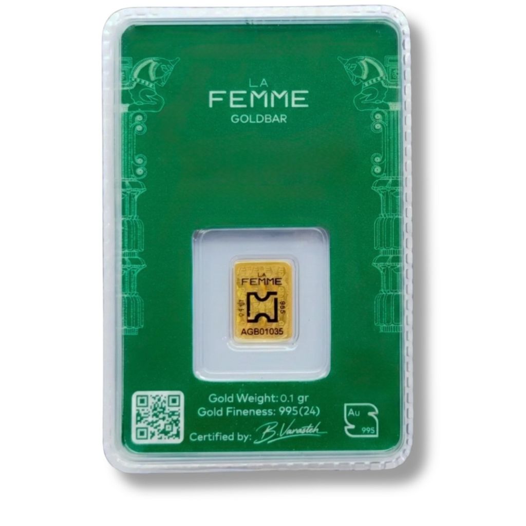 قیمت ارزان شمش طلا 100 سوتی24 عیار Lafemme